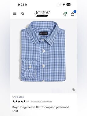 J Crew Crewcuts Blue Gingham Button-Down Shirt